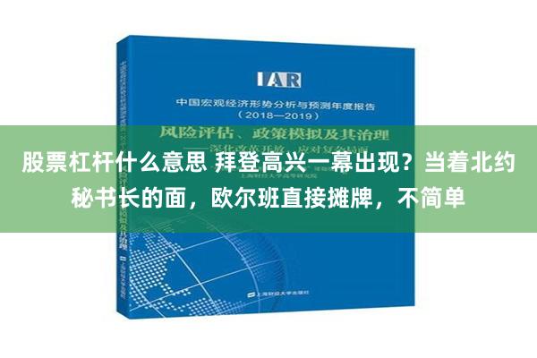 股票杠杆什么意思 拜登高兴一幕出现？当着北约秘书长的面，欧尔班直接摊牌，不简单