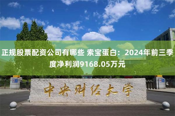 正规股票配资公司有哪些 索宝蛋白：2024年前三季度净利润9168.05万元